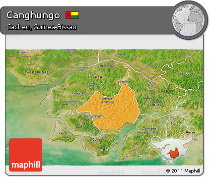 Political 3D Map of Canghungo, satellite outside