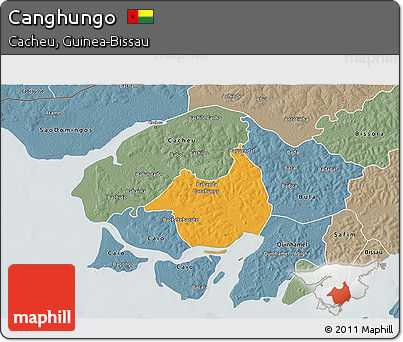 Political 3D Map of Canghungo, semi-desaturated