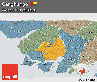 Political 3D Map of Canghungo, semi-desaturated