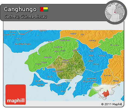 Satellite 3D Map of Canghungo, political outside