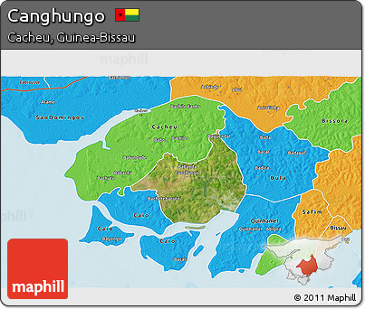 Satellite 3D Map of Canghungo, political outside