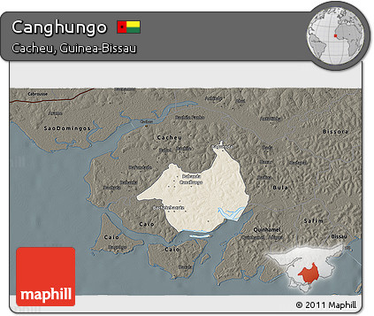 Shaded Relief 3D Map of Canghungo, darken