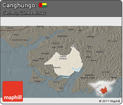 Shaded Relief 3D Map of Canghungo, darken