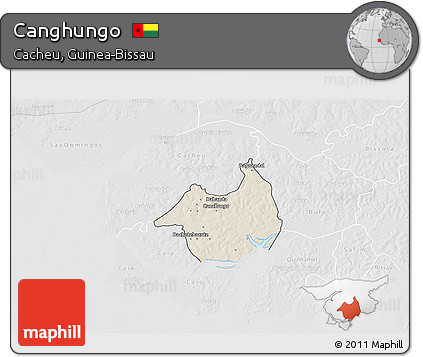 Shaded Relief 3D Map of Canghungo, lighten, desaturated