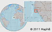 Gray Location Map of Canghungo, within the entire country, hill shading