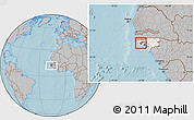 Gray Location Map of Canghungo, highlighted country, hill shading