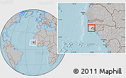 Gray Location Map of Canghungo, highlighted parent region, hill shading
