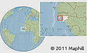 Savanna Style Location Map of Canghungo, highlighted country, within the entire country, hill shading