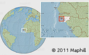 Savanna Style Location Map of Canghungo, highlighted country, highlighted parent region, within the entire country, hill shading