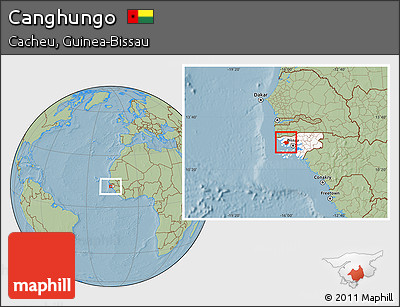 Savanna Style Location Map of Canghungo, highlighted country, hill shading