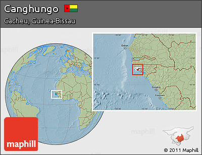 Savanna Style Location Map of Canghungo, highlighted parent region, within the entire country, hill shading