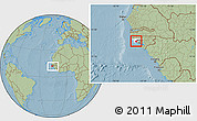 Savanna Style Location Map of Canghungo, highlighted parent region, within the entire country, hill shading