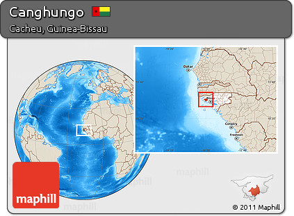 Shaded Relief Location Map of Canghungo, highlighted country