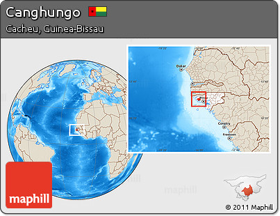 Shaded Relief Location Map of Canghungo, highlighted country