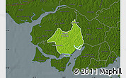 Physical Map of Canghungo, darken