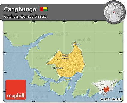 Savanna Style Map of Canghungo, single color outside