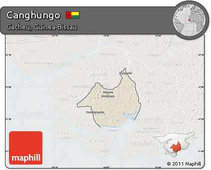 Shaded Relief Map of Canghungo, lighten
