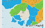 Shaded Relief Map of Canghungo, political outside