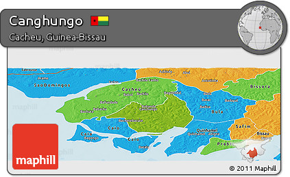Physical Panoramic Map of Canghungo, political outside