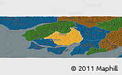 Political Panoramic Map of Canghungo, darken
