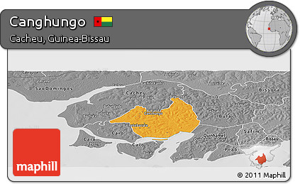 Political Panoramic Map of Canghungo, desaturated