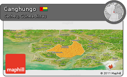 Political Panoramic Map of Canghungo, satellite outside