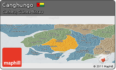 Political Panoramic Map of Canghungo, semi-desaturated