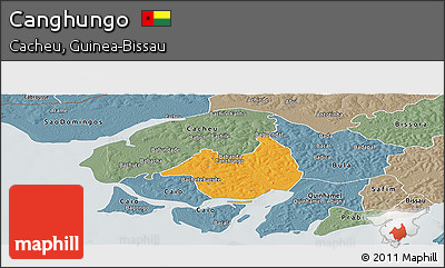 Political Panoramic Map of Canghungo, semi-desaturated
