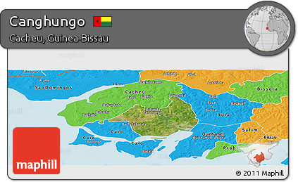 Satellite Panoramic Map of Canghungo, political outside
