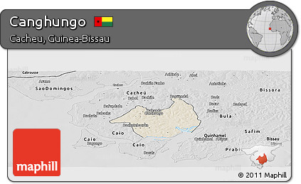 Shaded Relief Panoramic Map of Canghungo, desaturated