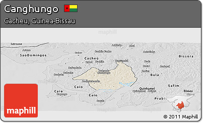 Shaded Relief Panoramic Map of Canghungo, desaturated