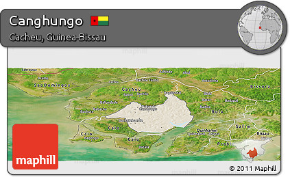 Shaded Relief Panoramic Map of Canghungo, satellite outside