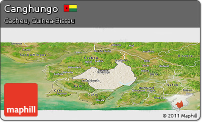 Shaded Relief Panoramic Map of Canghungo, satellite outside