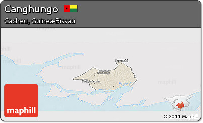 Shaded Relief Panoramic Map of Canghungo, single color outside