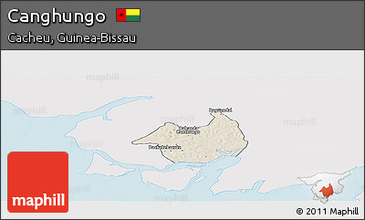 Shaded Relief Panoramic Map of Canghungo, single color outside