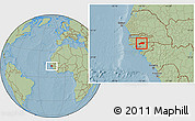 Savanna Style Location Map of Farim, hill shading