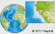 Physical Location Map of Quebo, highlighted country, within the entire country