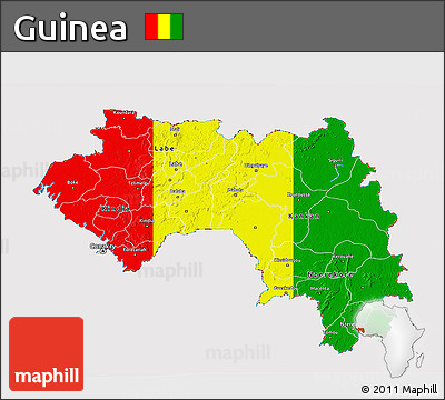 Flag 3D Map of Guinea, flag centered