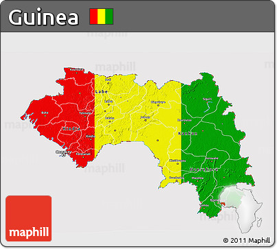 Flag 3D Map of Guinea, flag centered