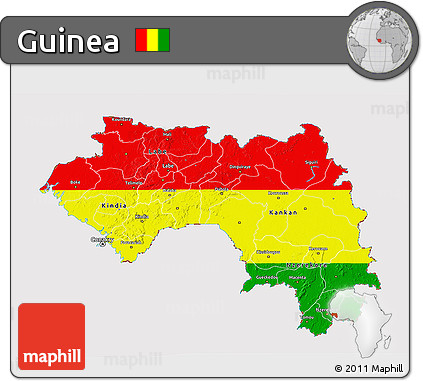 Flag 3D Map of Guinea, flag rotated