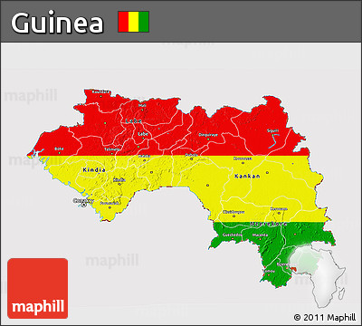 Flag 3D Map of Guinea, flag rotated