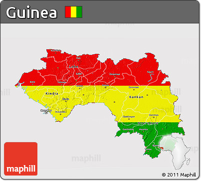 Flag 3D Map of Guinea, flag rotated
