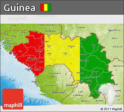Flag 3D Map of Guinea, physical outside, bathymetry sea