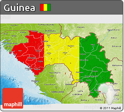 Flag 3D Map of Guinea, physical outside, bathymetry sea