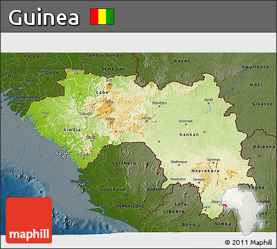 Physical 3D Map of Guinea, darken