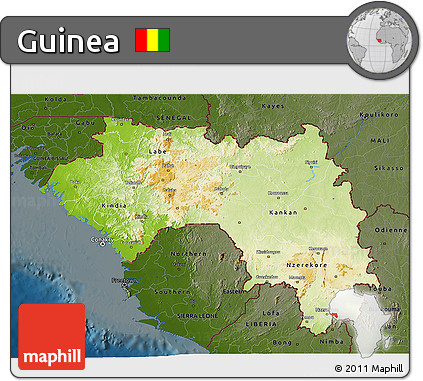 Physical 3D Map of Guinea, darken