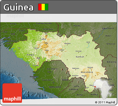 Physical 3D Map of Guinea, darken