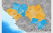 Political 3D Map of Guinea, desaturated, land only