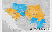 Political 3D Map of Guinea, lighten, desaturated