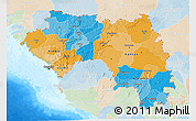 Political 3D Map of Guinea, lighten, land only